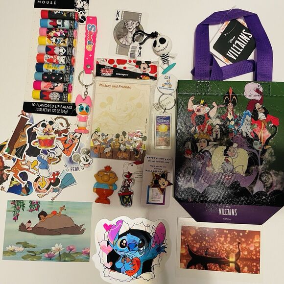 Lot Of Assorted Disney Stickers, Pins, Disney Bag, and More See Pics - Picture 1 of 7